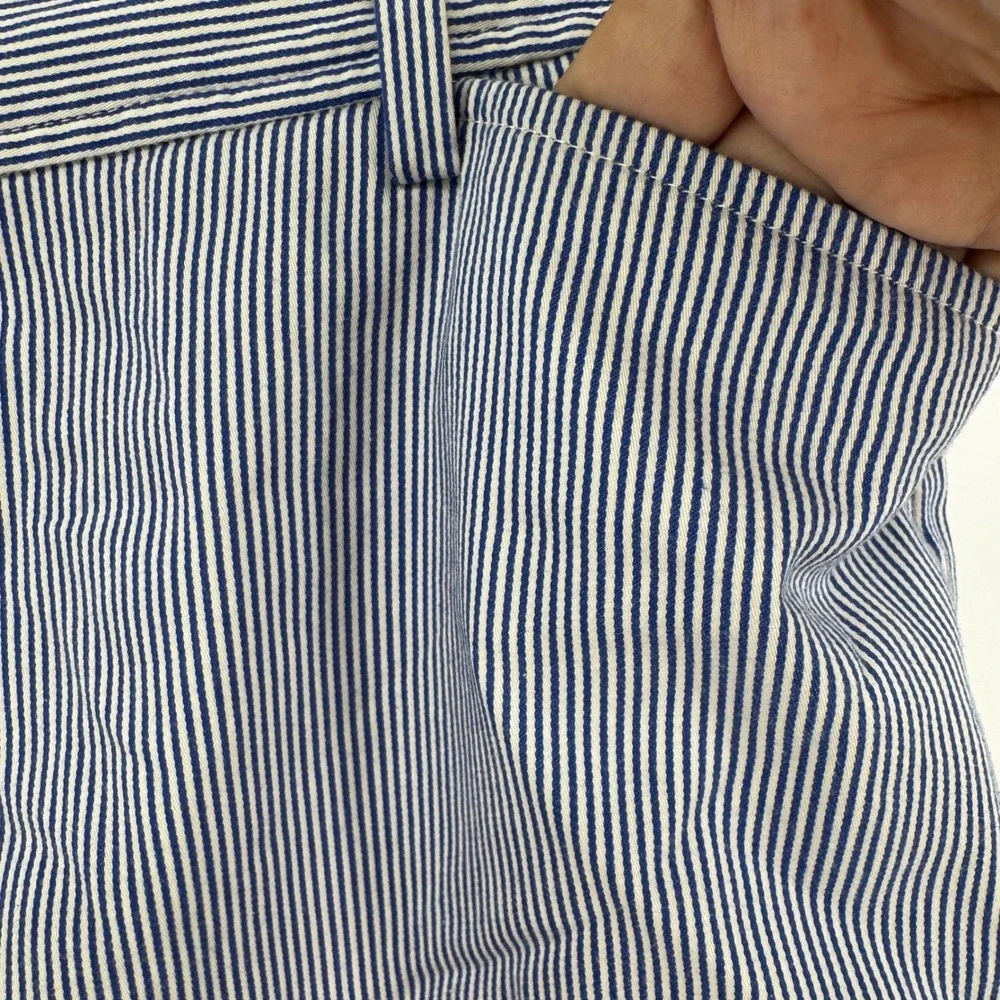 Talbots Perfect Short 14P Womens Blue‎ White Pinstripe Bermuda Cotton Stretch